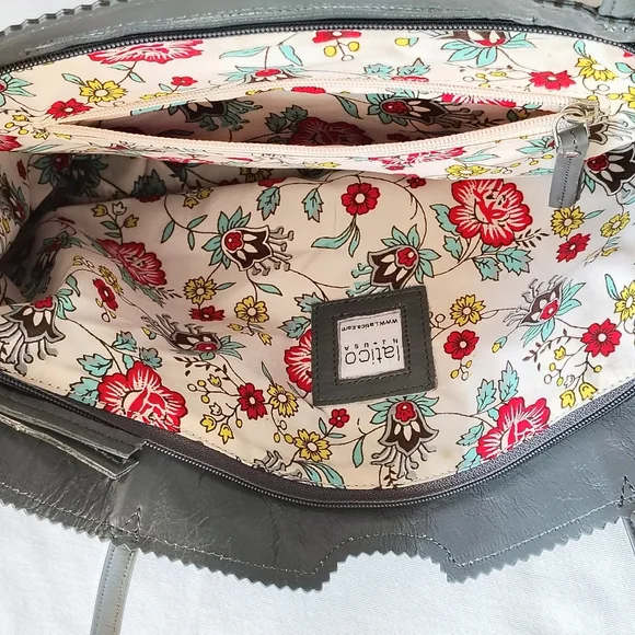 Latico USA Genuine Leather Slate Gray Tote Bag NEW - Picture 7 of 7